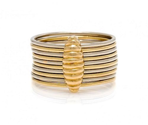 A Vintage Bicolor Gold Stacking Ring, 4.70 dwts.