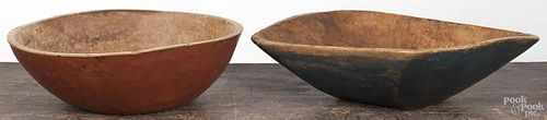 Painted trencher and bowl, 19th c. 4'' h., 15 1/4'' w. and 4 1/4'' h., 14'' dia.