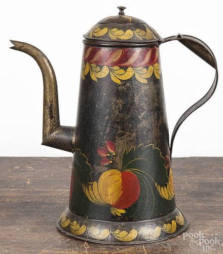 Toleware lighthouse coffee pot, early 19th c., 10 1/4'' h.
