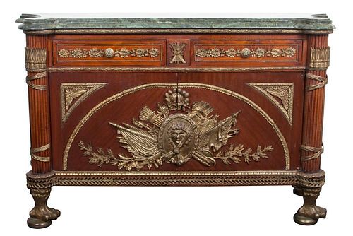 A Gilt Metal Mounted Commode a Vantaux Height 37 x width 58 x depth 21 inches.