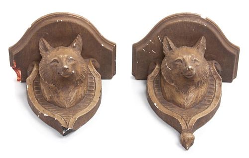 A Pair of Plaster Wall Mounts Height 5 3/8 inches.
