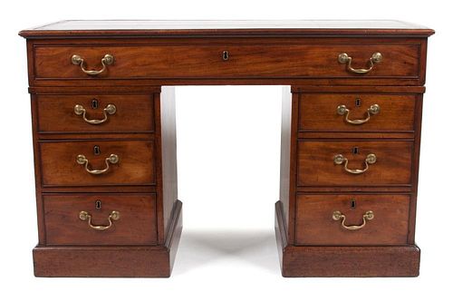An English Writing Desk Height 30 1/4 x width 48 x depth 21 1/4 inches.