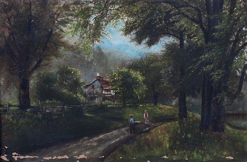 Artist Unknown, (19th century), Forest Scene with Cottage and Figures