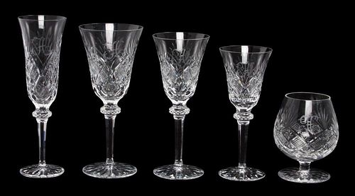 A Collection of Cut Glass Stemware Height of first 8 1/8 inches.