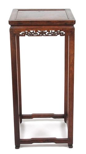 An Asian Hardwood Side Table Height 32 x width 14 x depth 14 inches.