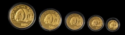 A China 1987 Panda Five Gold Coin Proof Set