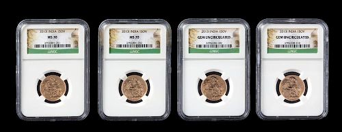 A Group of Four United Kingdom Royal Mint 2013-India Gold Sovreign Coins