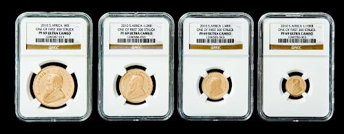 A South Africa 2010 Kruggerand First Strike Four Gold Coin Proof Set
