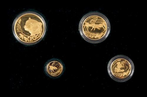 A South Africa 2002 Natura: Cheetah Four Gold Coin Proof Set