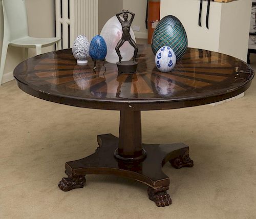 CLASSICAL STYLE INLAID MAHOGANY CENTER TABLE, 20TH CENTURY