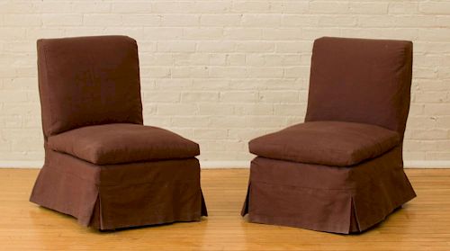 TWO CONTEMPORARY UPHOLSTERED SIDE CHAIRS