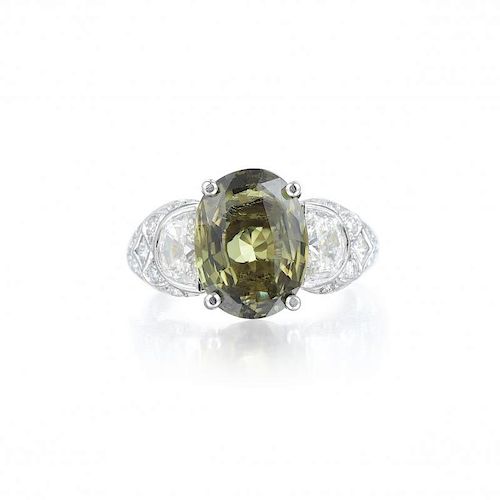 A 3.35-Carat Alexandrite and Diamond Ring