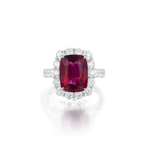 A 5.90-Carat Ceylon Ruby and Diamond Ring