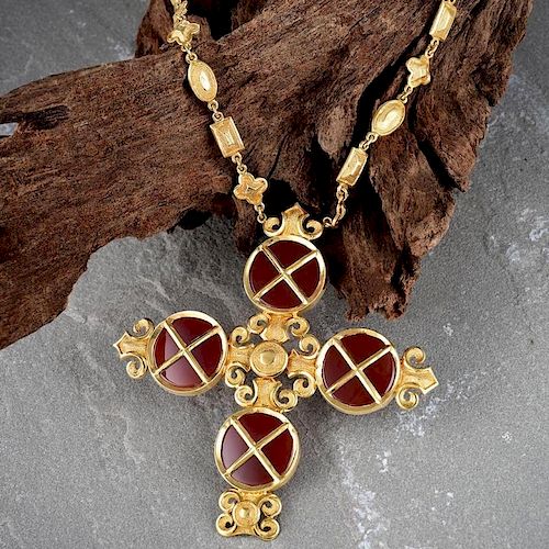 Ilias Lalaounis Gold Cross Necklace