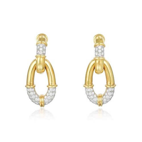 A Pair of Diamond Door Knocker-Style Earrings