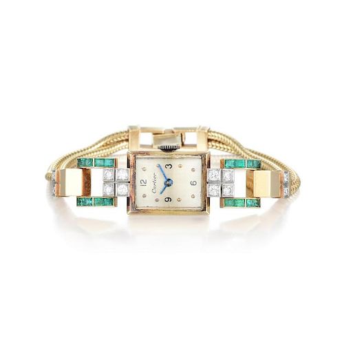 Cartier Emerald and Diamond Ladies Watch