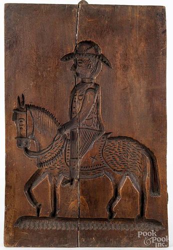 Continental carved cookie board, 19th c., 13 1/4'' h.