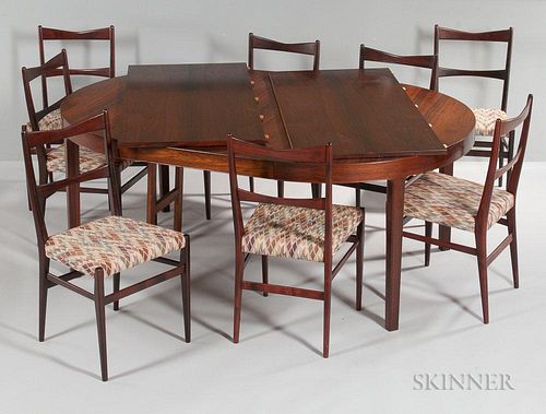 Manner of Gio Ponti Dining Table and Eight Chairs