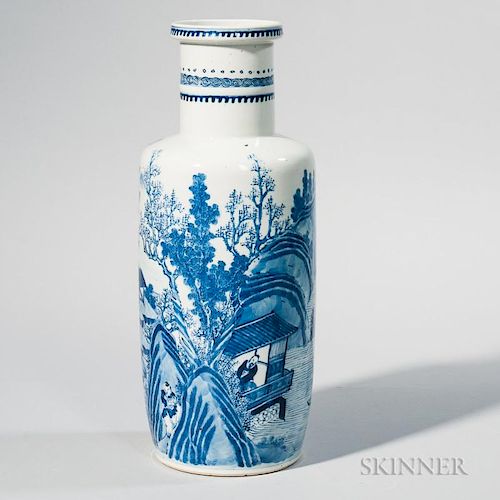 Blue and White Rouleau Vase 蓝白瓷瓶