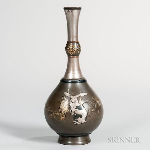 Mixed-metal-inlaid Silver Vase 混合金属银瓶