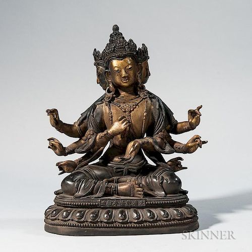 Parcel-gilt Bronze Avalokitesvara 镀金千手观音铜像