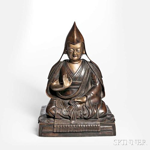 Gilt-bronze Figure of Tsongkhapa 西藏镀金宗喀巴铜像