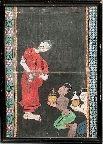 Manuscript Painting Depicting a Woman 柬埔寨手绘作品