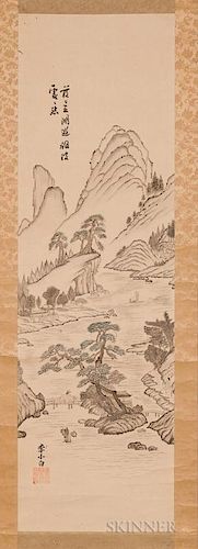 Hanging Scroll Depicting a River Landscape 韩国山水画 立轴
