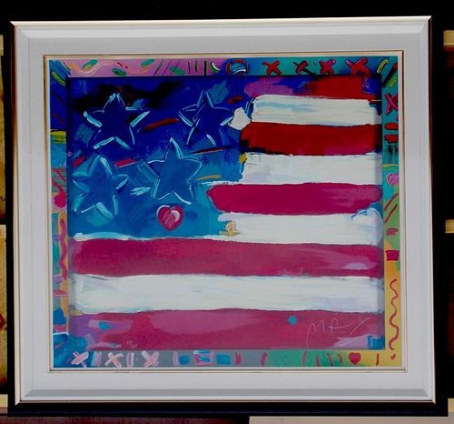 Max, Peter, German/American b. 1937, "Flag with Heart",