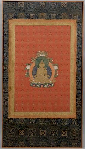 Framed Tibetan Thousand Buddha Thangka