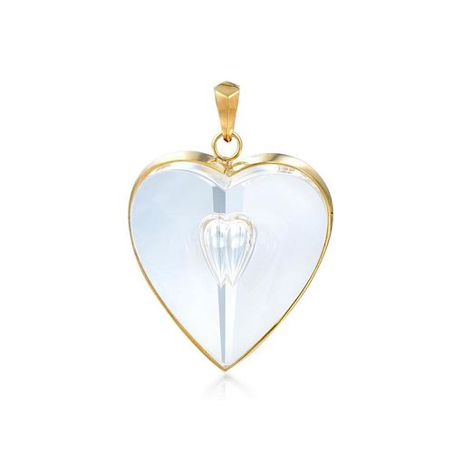 Steuben Loving Heart Glass Pendant