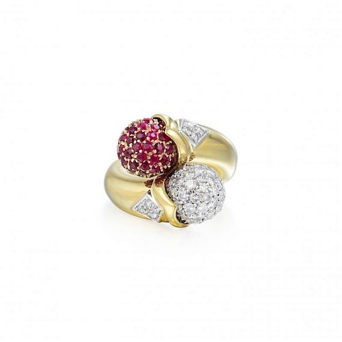 Chantecler Capri Ruby and Diamond Crossover Ring