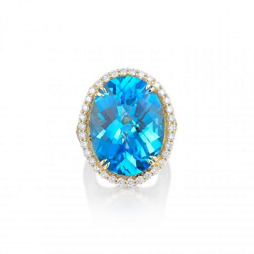 A Topaz and Diamond Ring