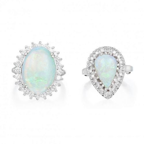A Lot of Two Opal and Diamond Rings