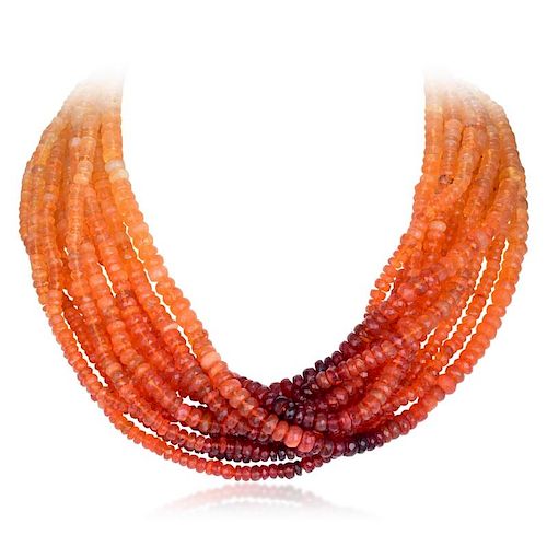 A Fire Opal Bead Necklace