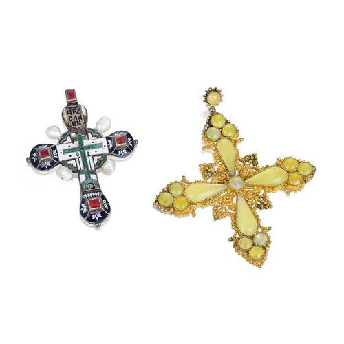 A Lot of Two Antique Cross Pendants