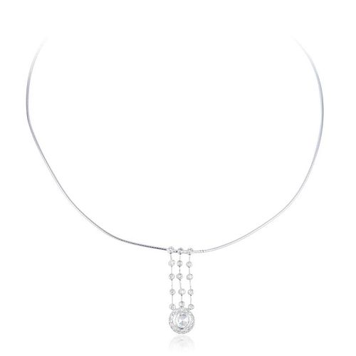 A Rose-Cut Diamond Pendant Collar Necklace
