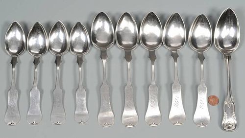 10 Lexington, KY coin silver spoons