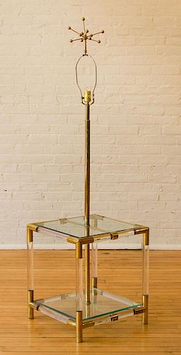 MODERN BRASS-MOUNTED LUCITE TABLE LAMP