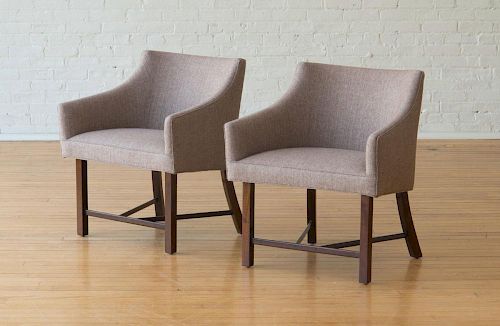 HARVEY PROBBER PAIR OF UPHOLSTERED ARMCHAIRS