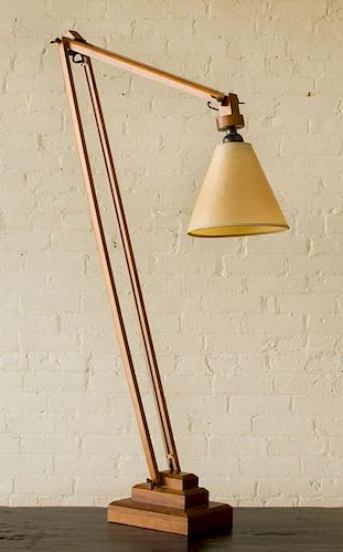 ARTISAN CRAFTED ARTICULATED OAK DESK LAMP