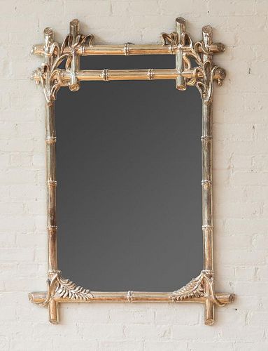 FAUX BAMBOO PAINTED METAL MIRROR