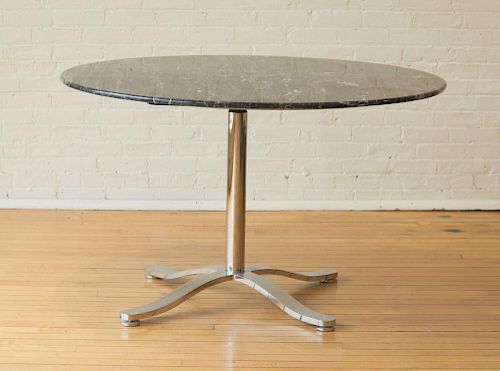NICOS ZOGRAPHOS "ALPHA" MARBLE TOP STAINLESS STEEL DINING TABLE