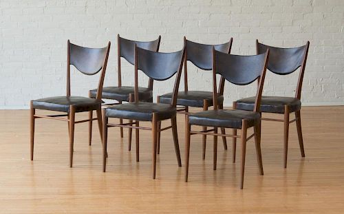 DANISH MODERN LEATHER UPHOLSTERED TEAK DINING CHAIRS
