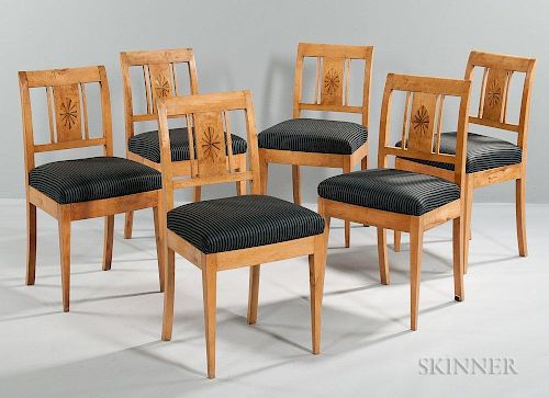 Six Biedermeier-style Inlaid Chairs
