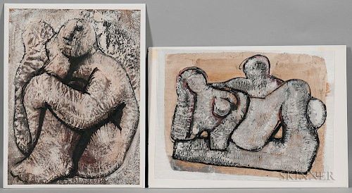 Oreste Dequel (Italian, 1923-1989)    Two Works: Seated Figure