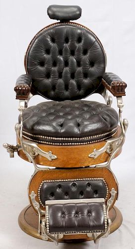 KOKEN HYDRAULIC BARBER CHAIR EARLY 20TH C.