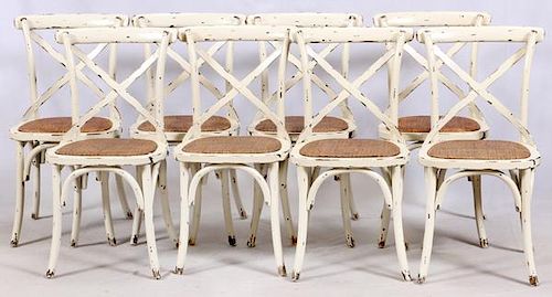 BENTWOOD AND CANE SEAT DINING CHAIRS 8 PCS.
