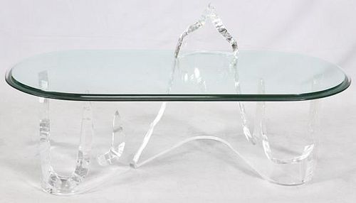 LION IN FROST ICEBERG GLASS COFFEE TABLE 4 PIECES