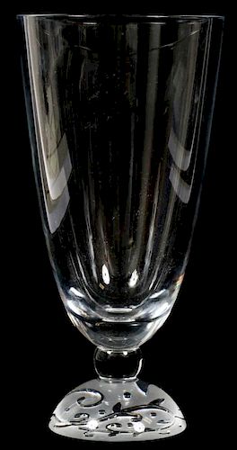 CRYSTAL VASE W/ PAPERWEIGHT BASE